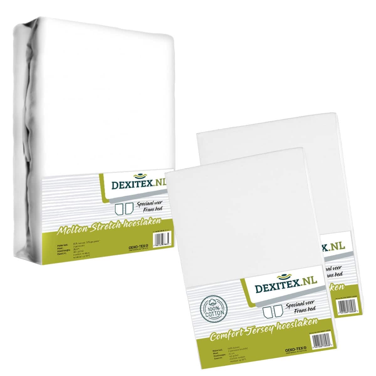 French bed linen package - 1 molton with 2 fitted sheets - left