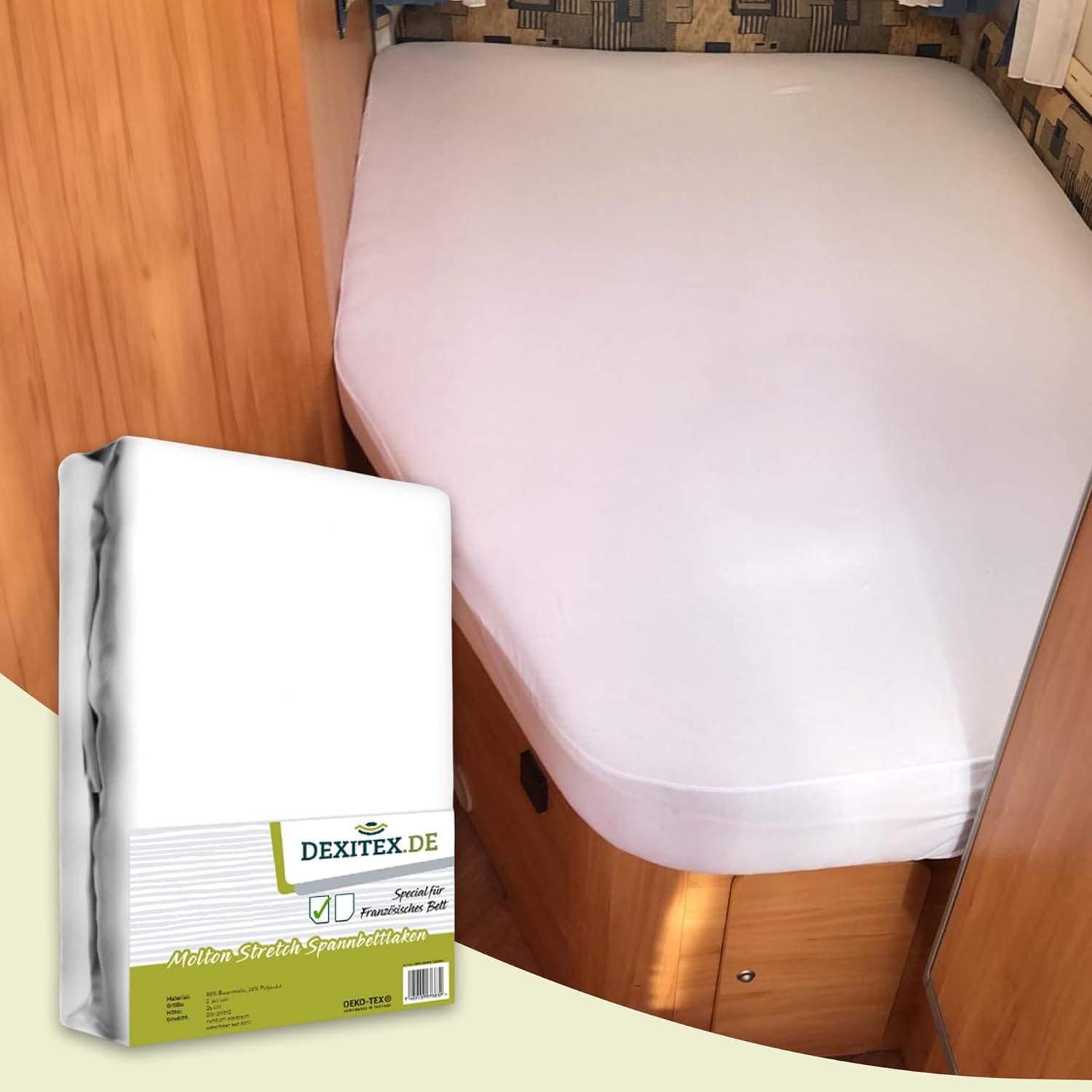 French bed molton mattress protector - left