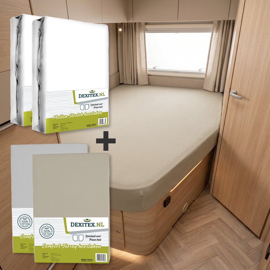 French style /cornerbed linen package - 2 mattress protectors and 2 fitted sheets - right