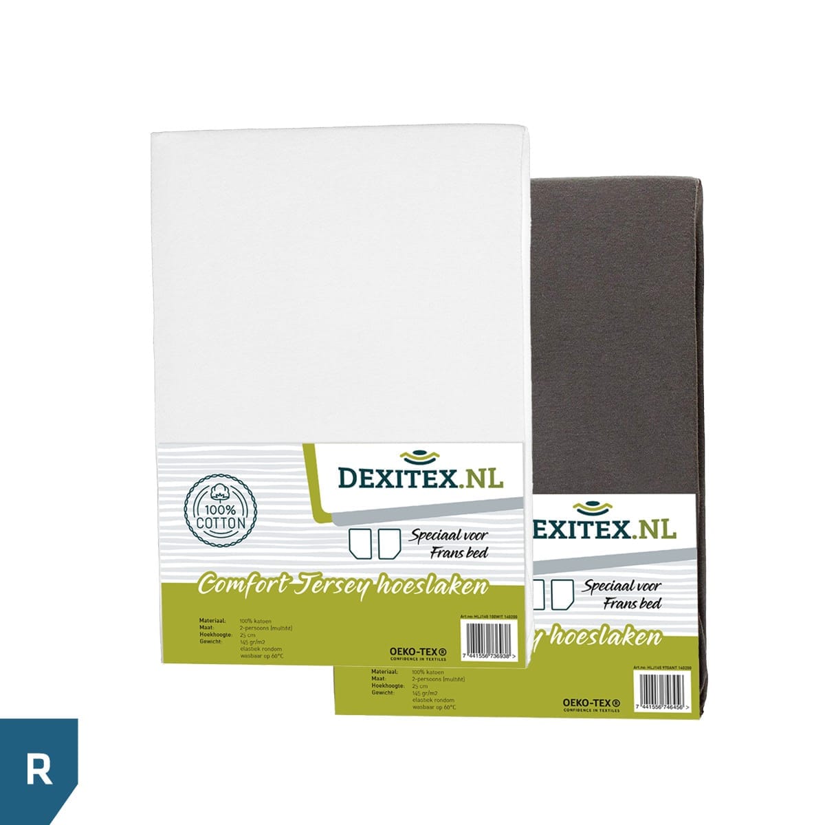 Jersey fitted sheet French style /cornerbed white, light gray or anthracite - right