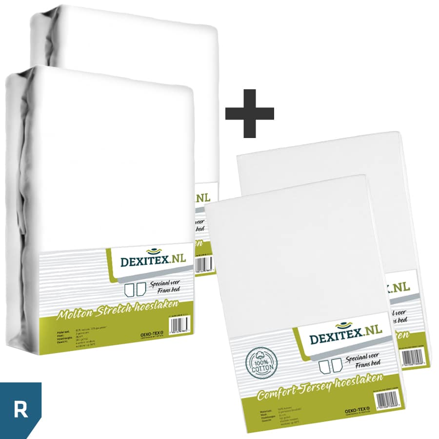 French style /cornerbed linen package - 2 mattress protectors and 2 fitted sheets - right