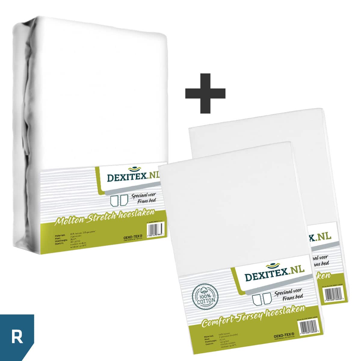 French style /cornerbed textile package - 1 molton with 2 fitted sheets - right