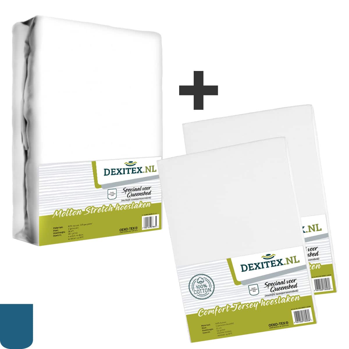 Textile package Island bed - 1 molton with 2 jersey fitted sheets